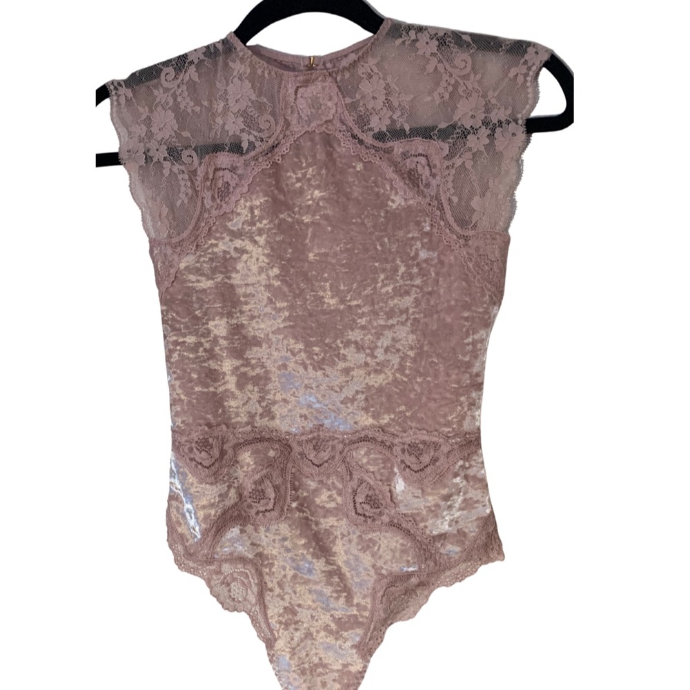 Victoria's Secret Vintage Pink Crushed Velvet and Lace Teddy